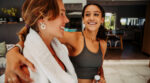 Caucasian,Female,Teen,Smiling,Together,After,Long,Exercise