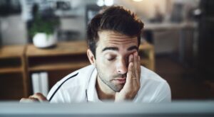Man,,Stress,And,Office,For,Employee,Burnout,,Tired,Finance,Consultant