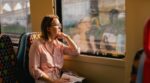 Attractive,Woman,On,Public,Transport.,Relaxed,Woman,Enjoying,Their,Time